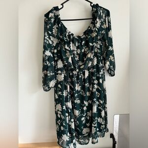 Torrid Green Floral Dress 1 14/16 1X EUC